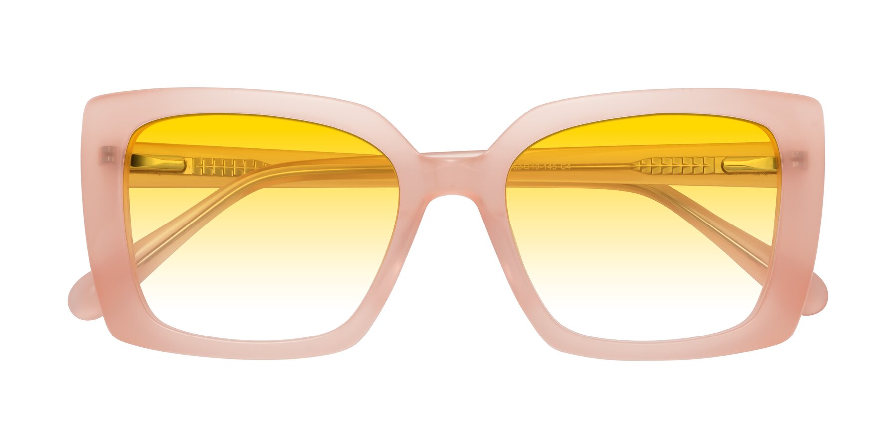 Folded Front of Godness in Coral Pink with Yellow Gradient Lenses