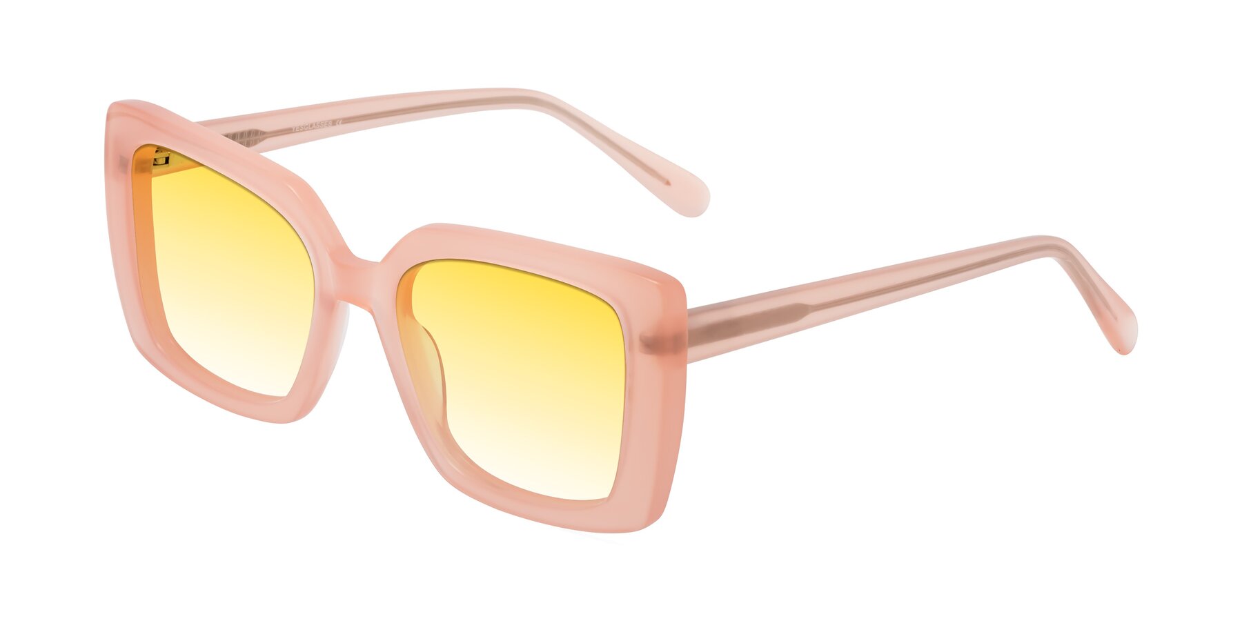 Angle of Godness in Coral Pink with Yellow Gradient Lenses