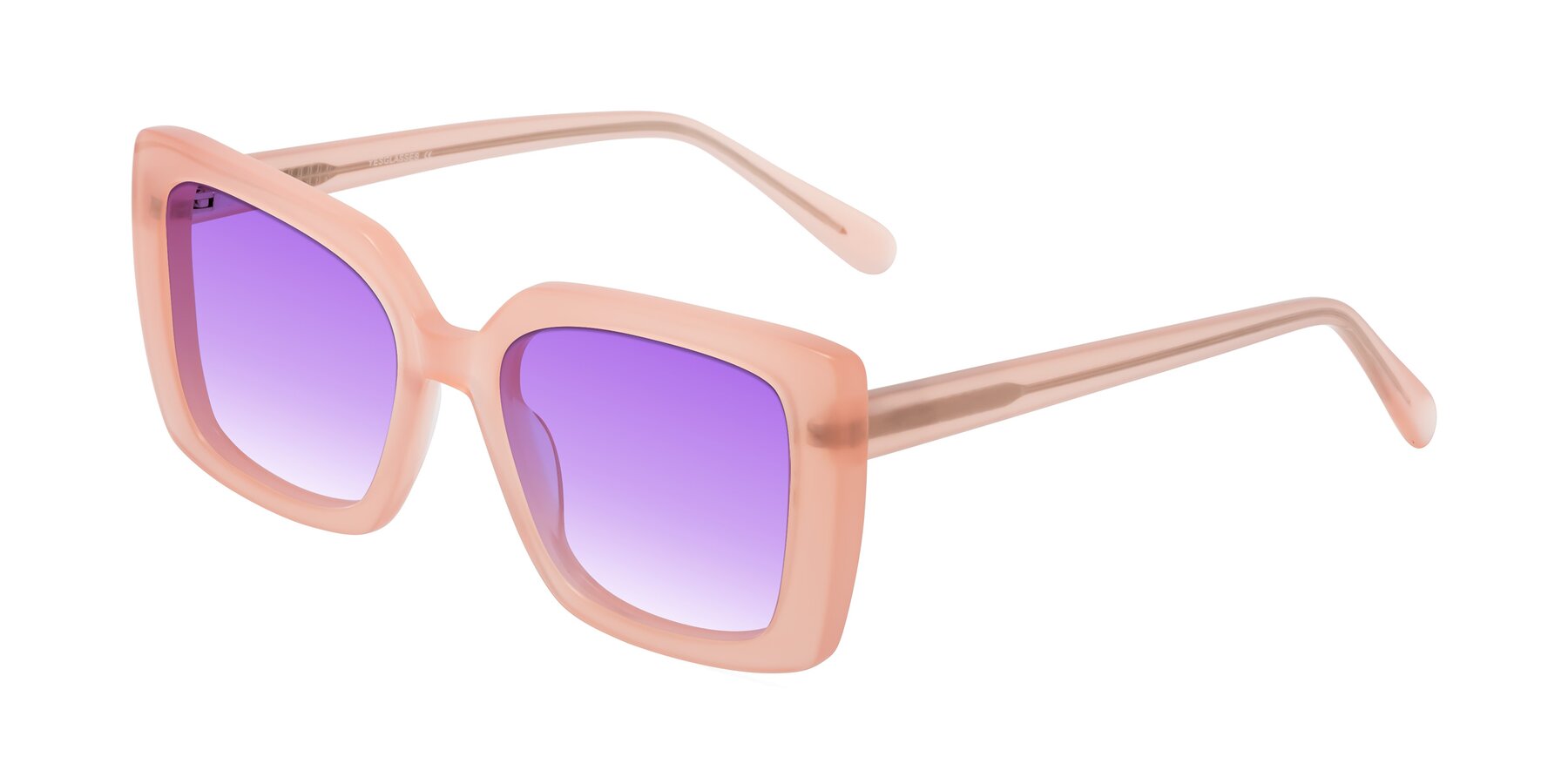 Angle of Godness in Coral Pink with Purple Gradient Lenses