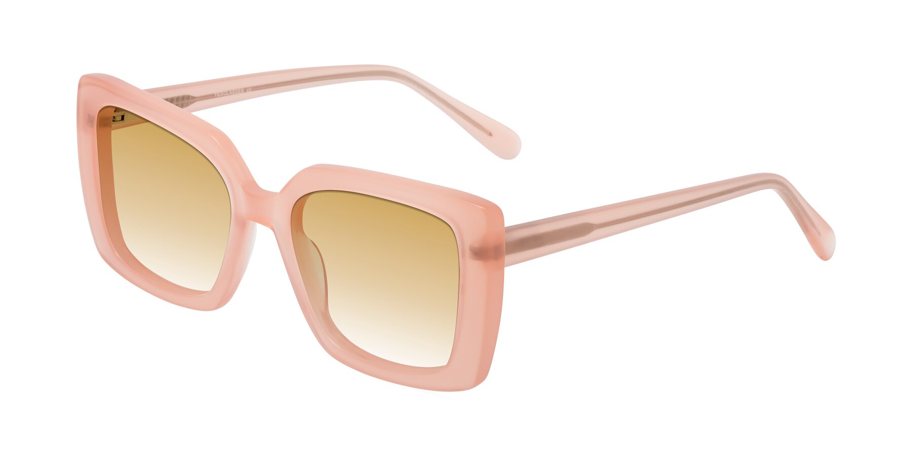 Angle of Godness in Coral Pink with Champagne Gradient Lenses