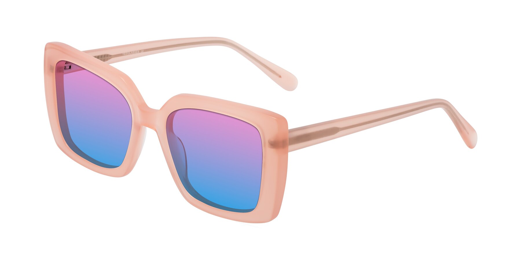 Angle of Godness in Coral Pink with Pink / Blue Gradient Lenses