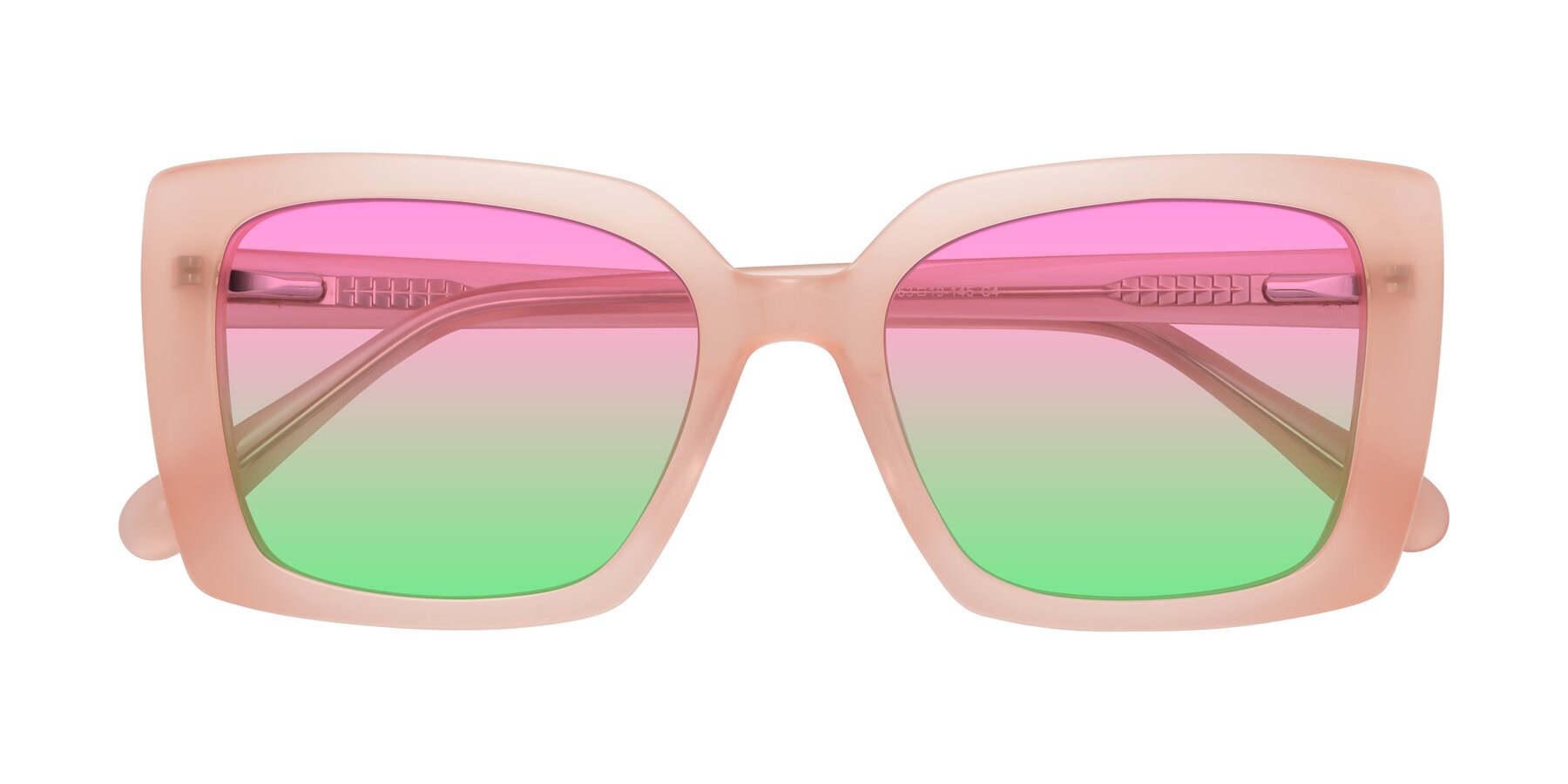 Folded Front of Godness in Coral Pink with Pink / Green Gradient Lenses