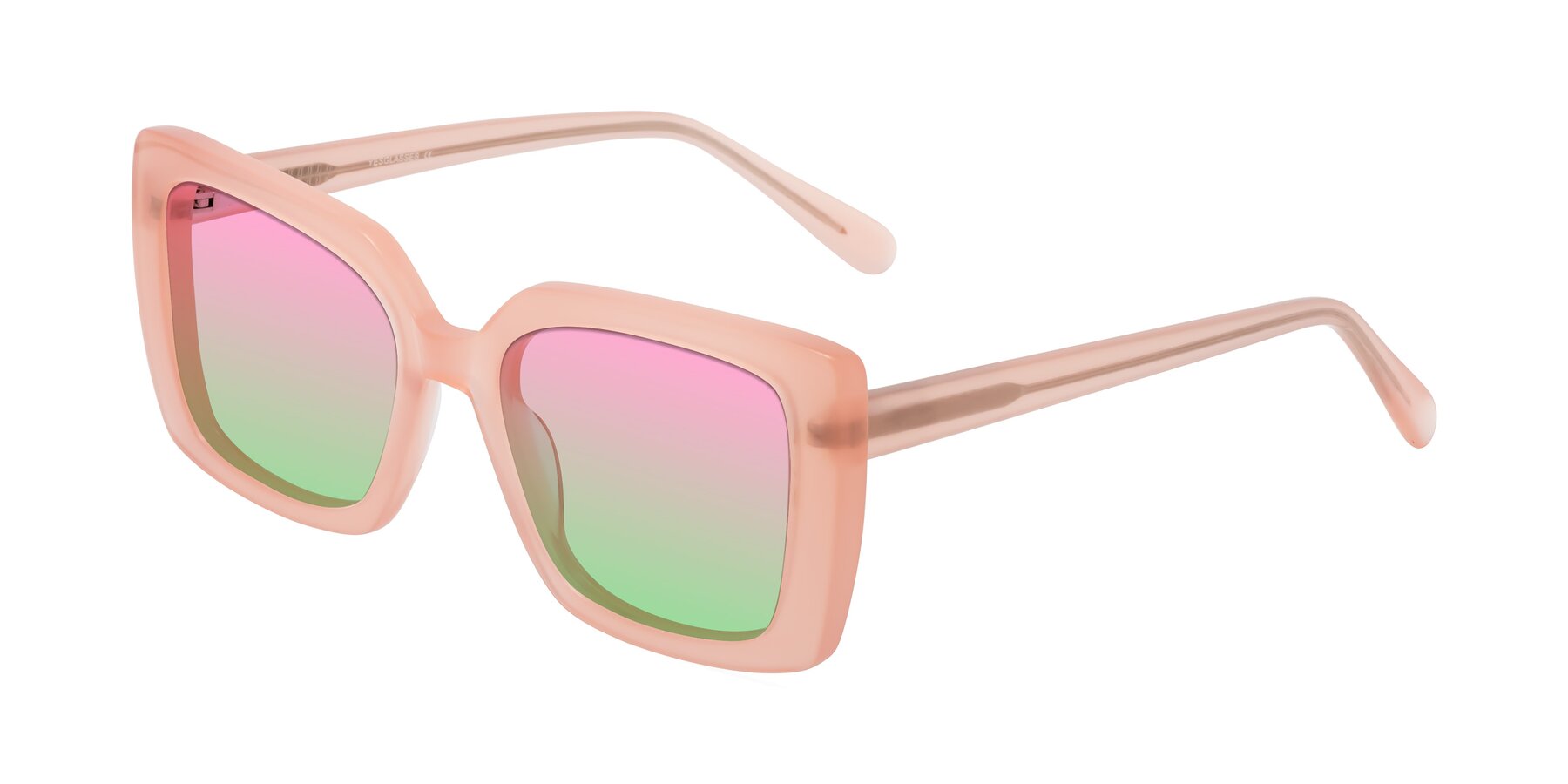 Angle of Godness in Coral Pink with Pink / Green Gradient Lenses