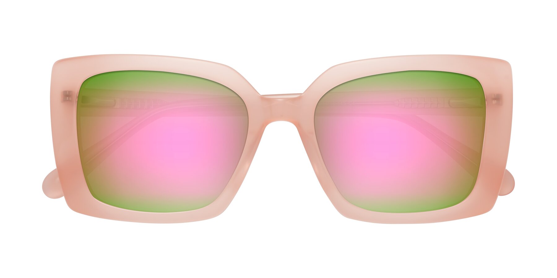 Folded Front of Godness in Coral Pink with Pink Mirrored Lenses