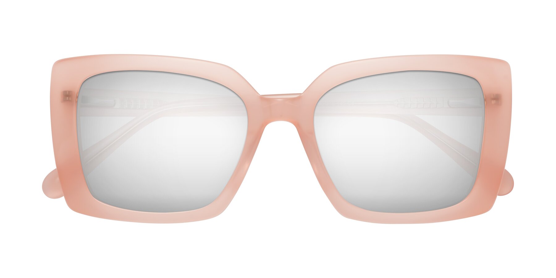 Folded Front of Godness in Coral Pink with Silver Mirrored Lenses