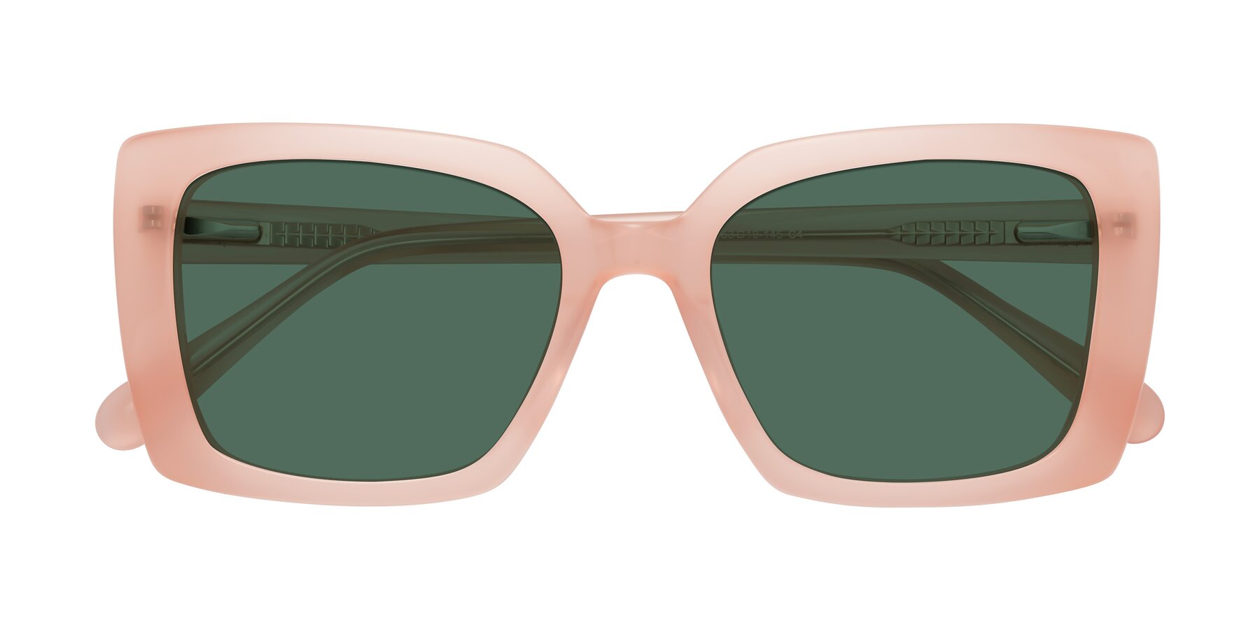 Folded Front of Godness in Coral Pink with Green Polarized Lenses