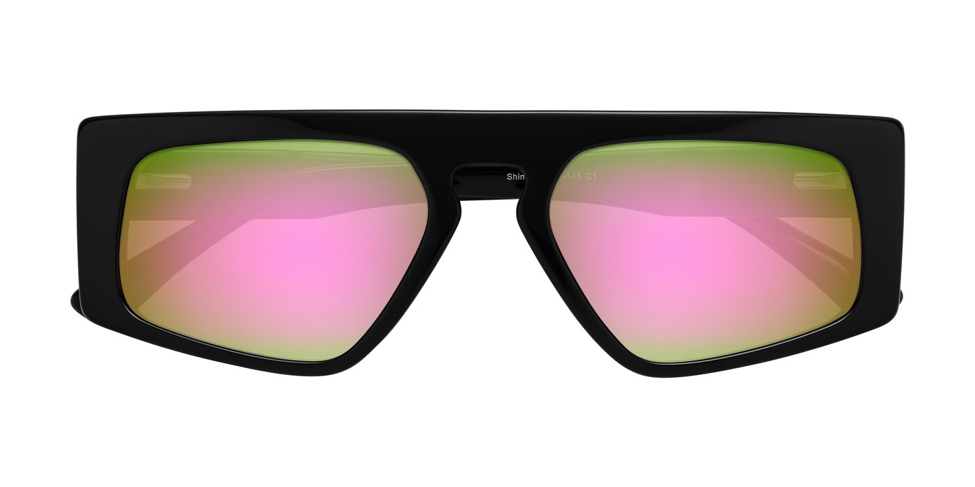Shiny - Black Flash Mirrored Sunglasses