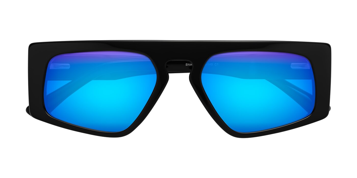Shiny - Black Flash Mirrored Sunglasses