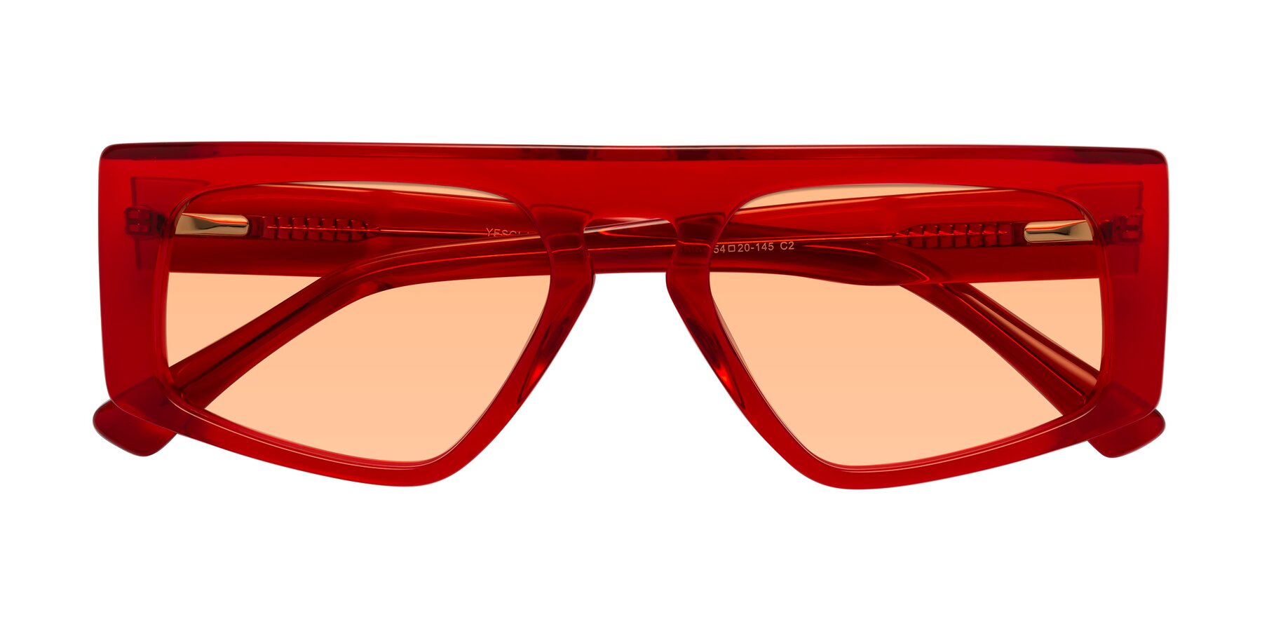 Folded Front of Shiny in Chilli with Light Orange Tinted Lenses