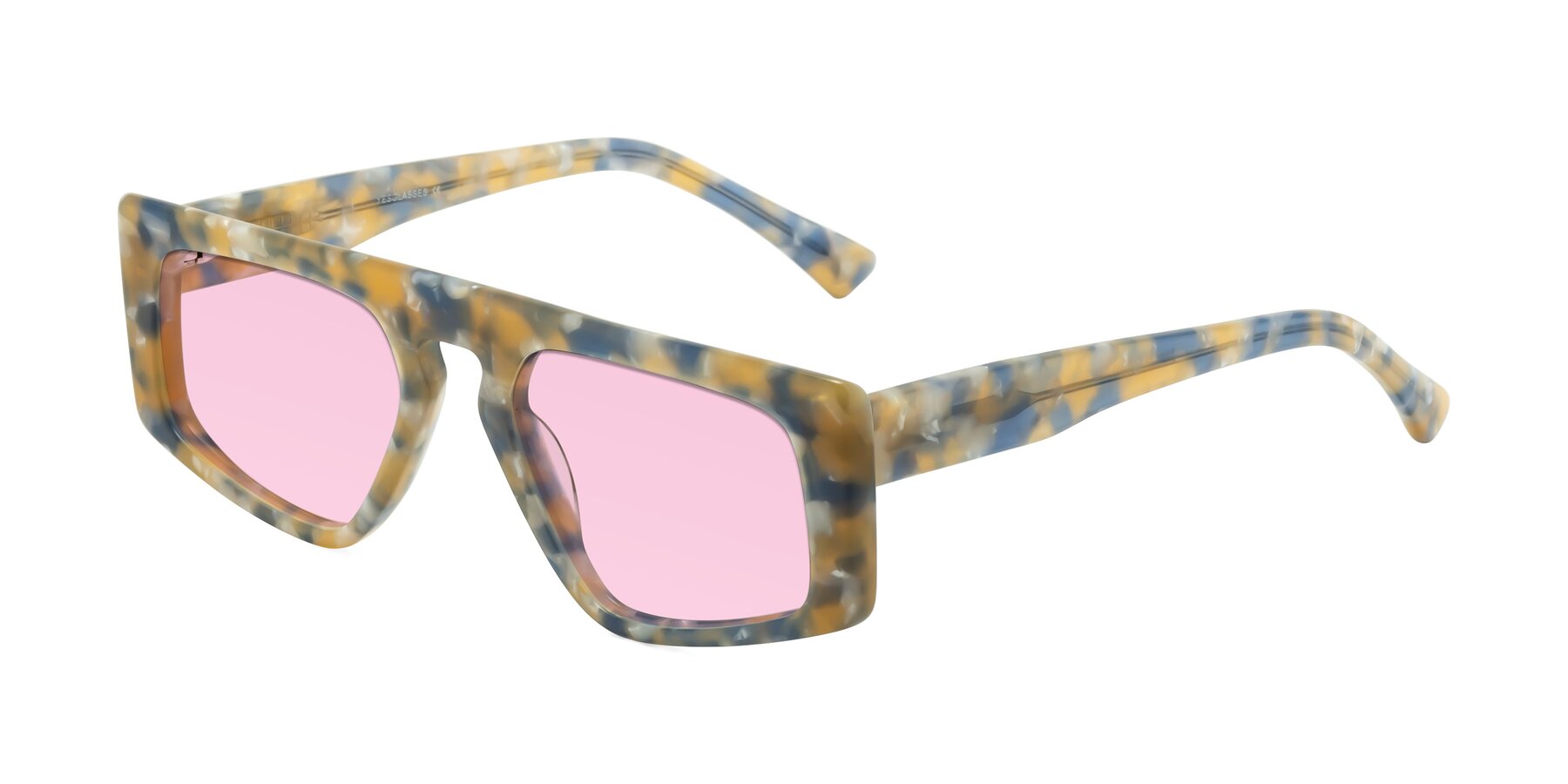 Angle of Shiny in Granite Tortoise with Light Pink Tinted Lenses