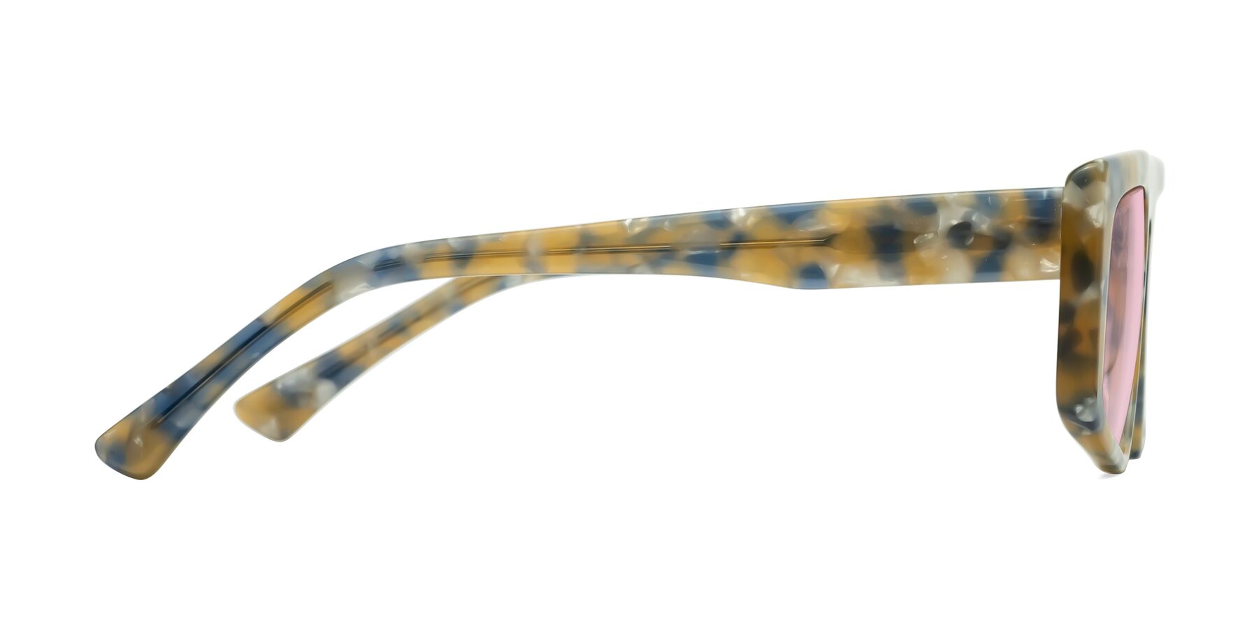 Side of Shiny in Granite Tortoise with Light Pink Tinted Lenses