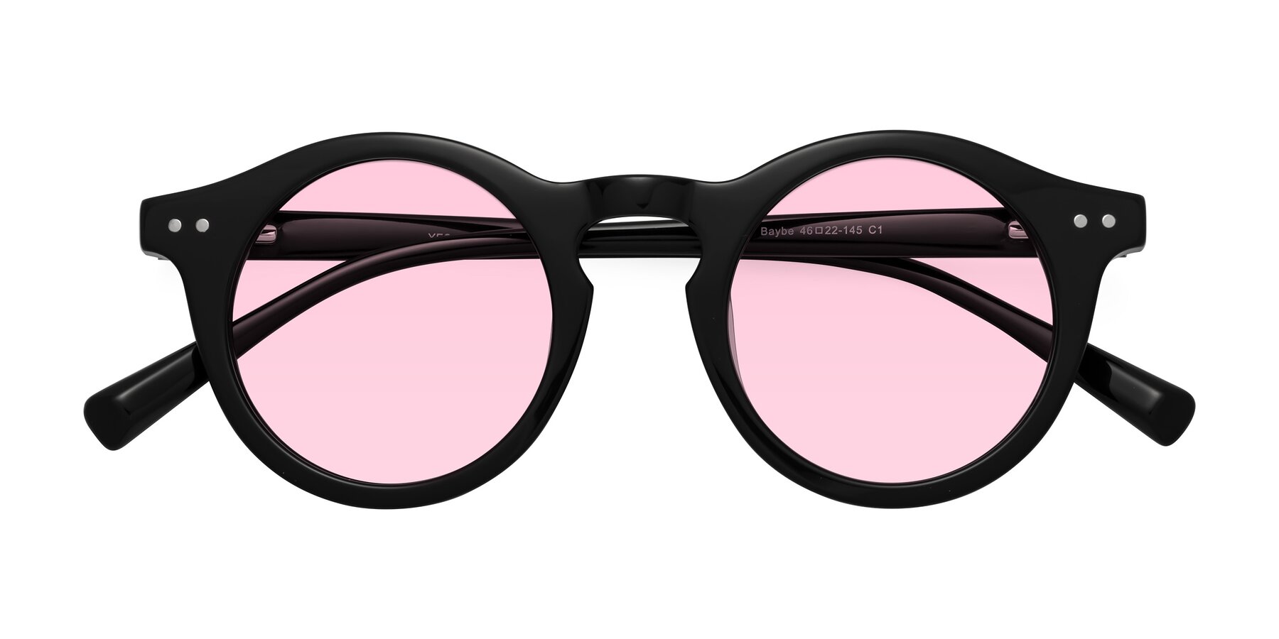 Folded Front of Baybe in Black with Light Pink Tinted Lenses