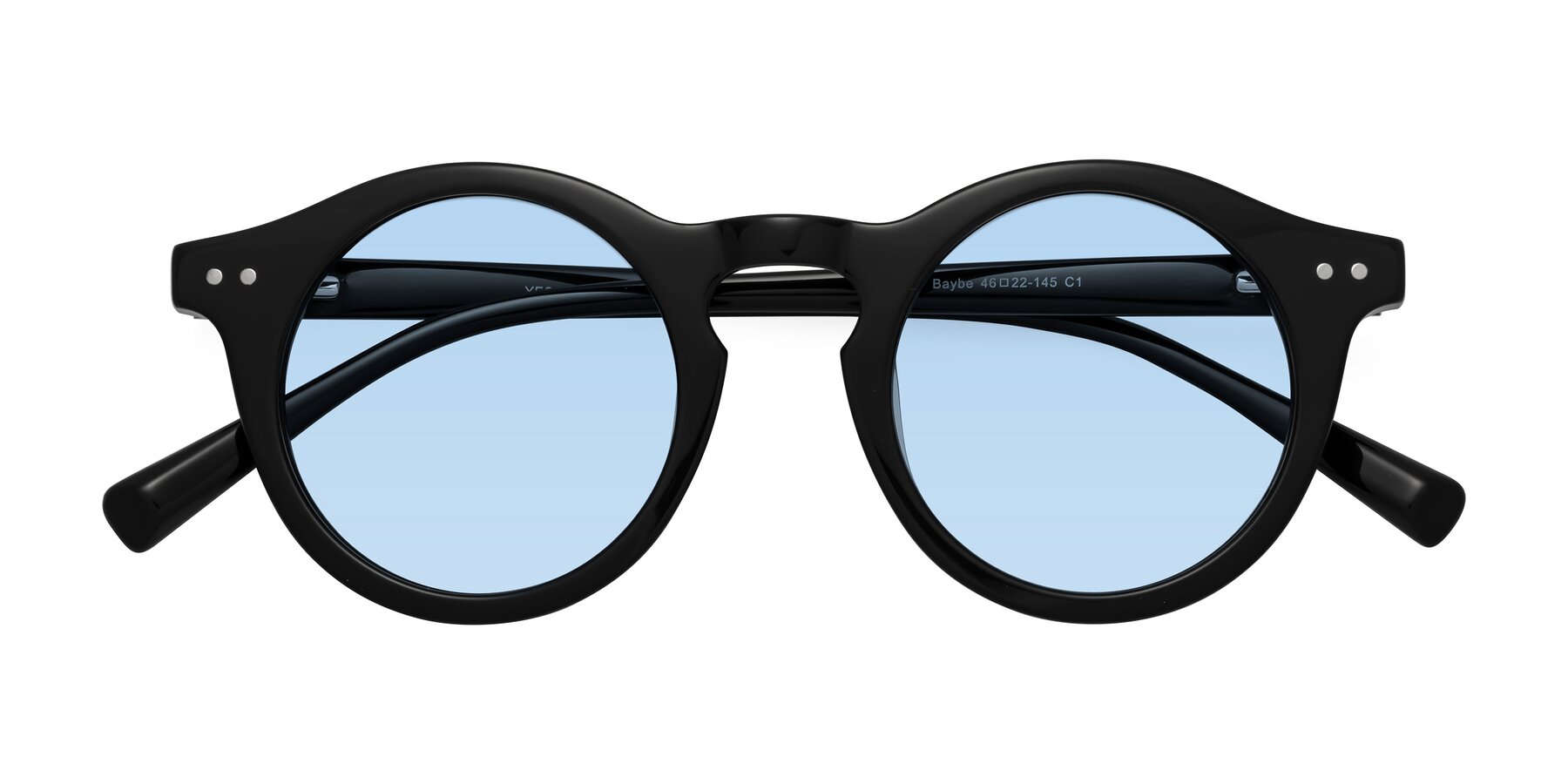 Folded Front of Baybe in Black with Light Blue Tinted Lenses