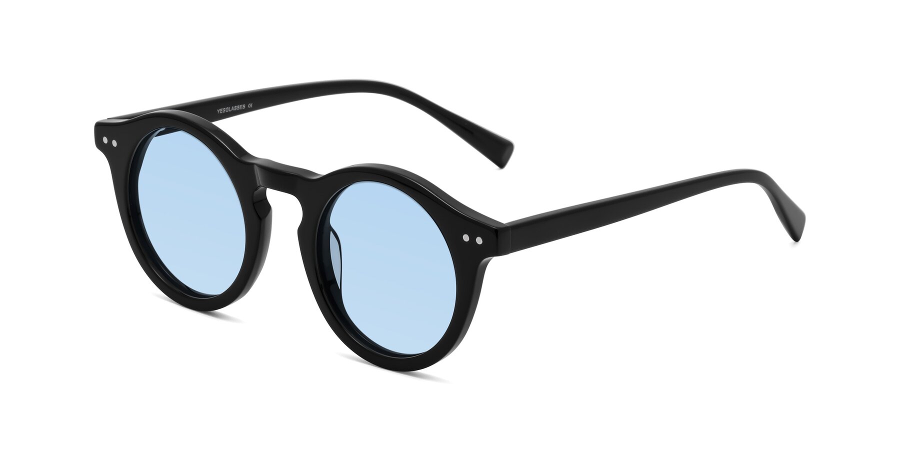 Angle of Baybe in Black with Light Blue Tinted Lenses