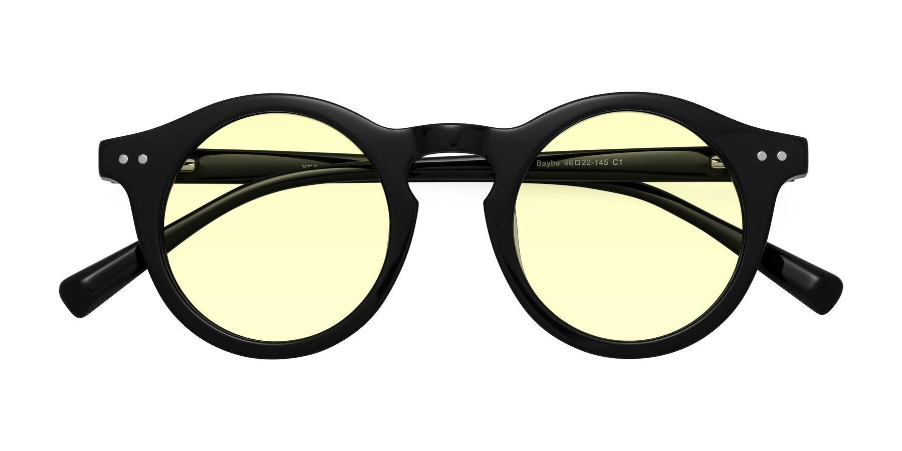 Folded Front of Baybe in Black with Light Yellow Tinted Lenses