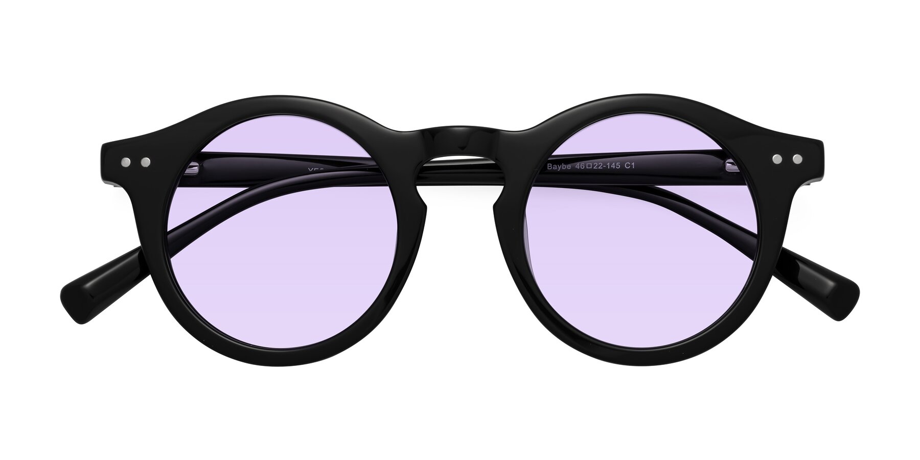 Folded Front of Baybe in Black with Light Purple Tinted Lenses