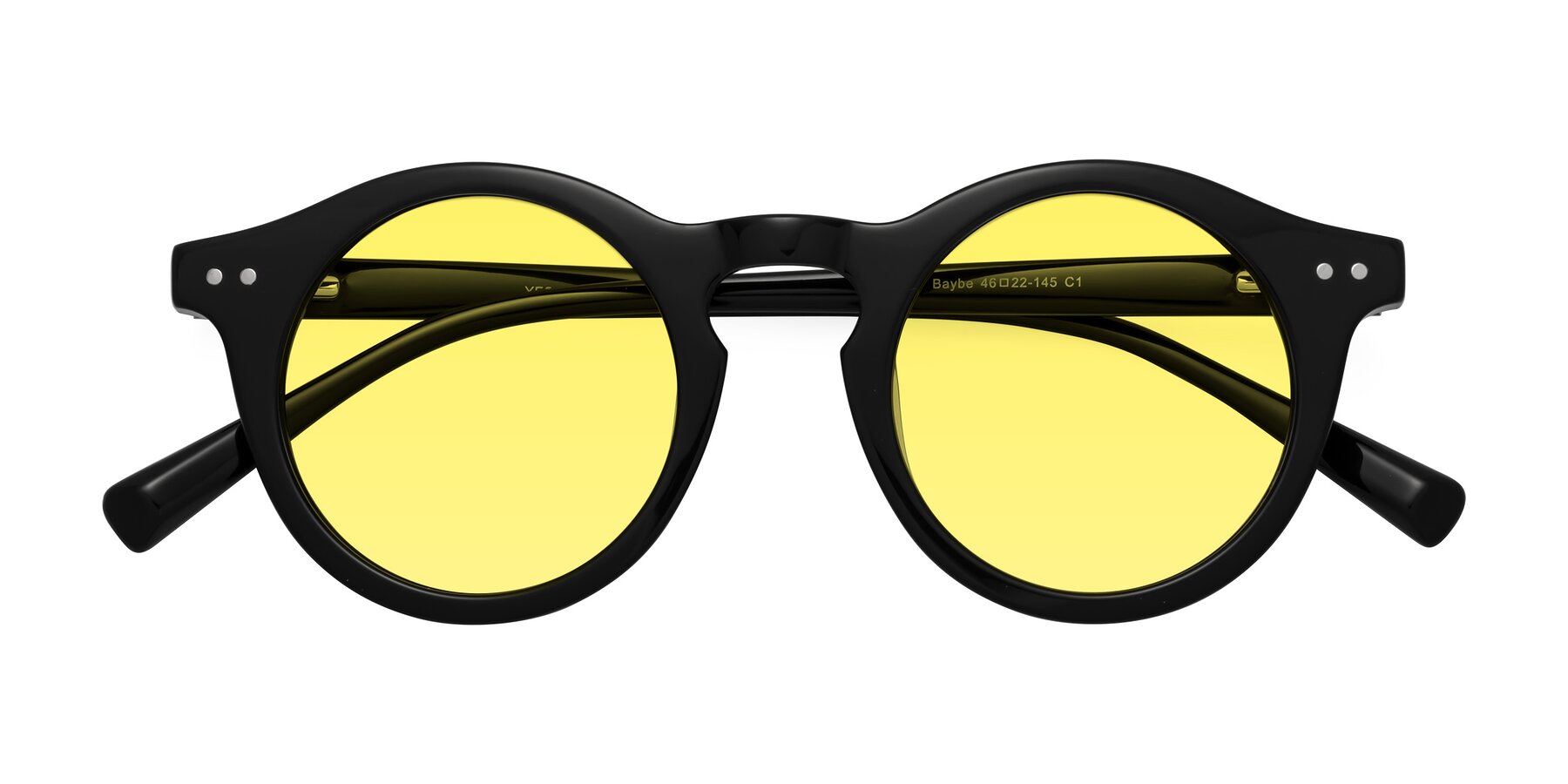 Folded Front of Baybe in Black with Medium Yellow Tinted Lenses