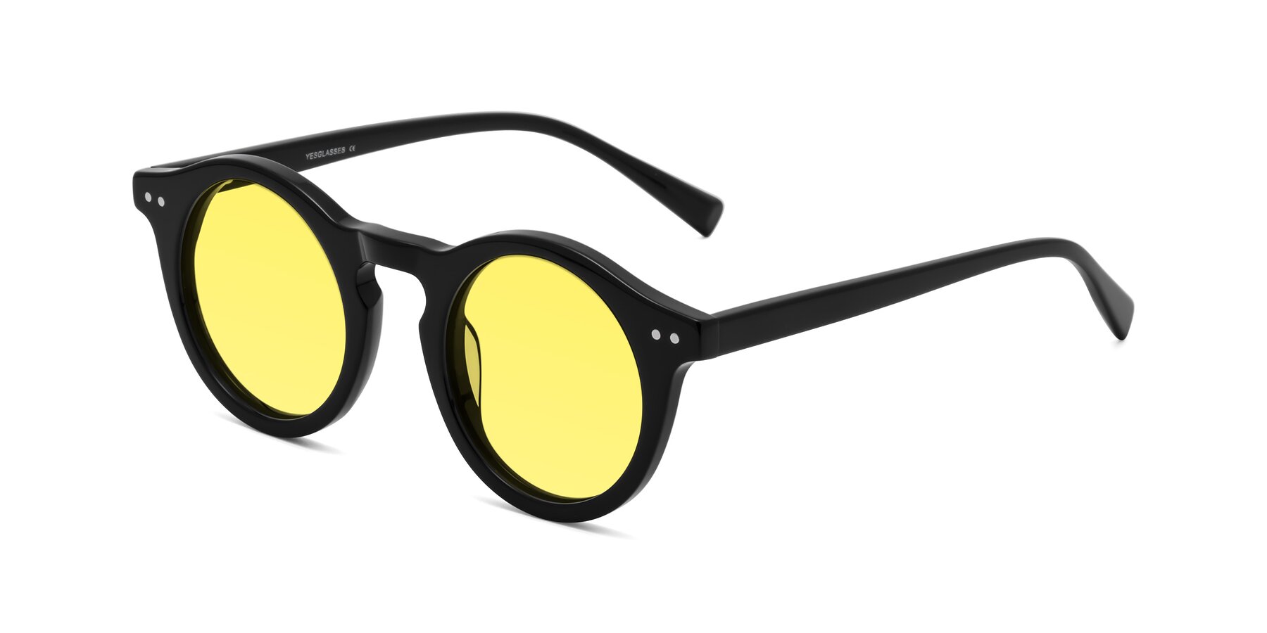 Angle of Baybe in Black with Medium Yellow Tinted Lenses