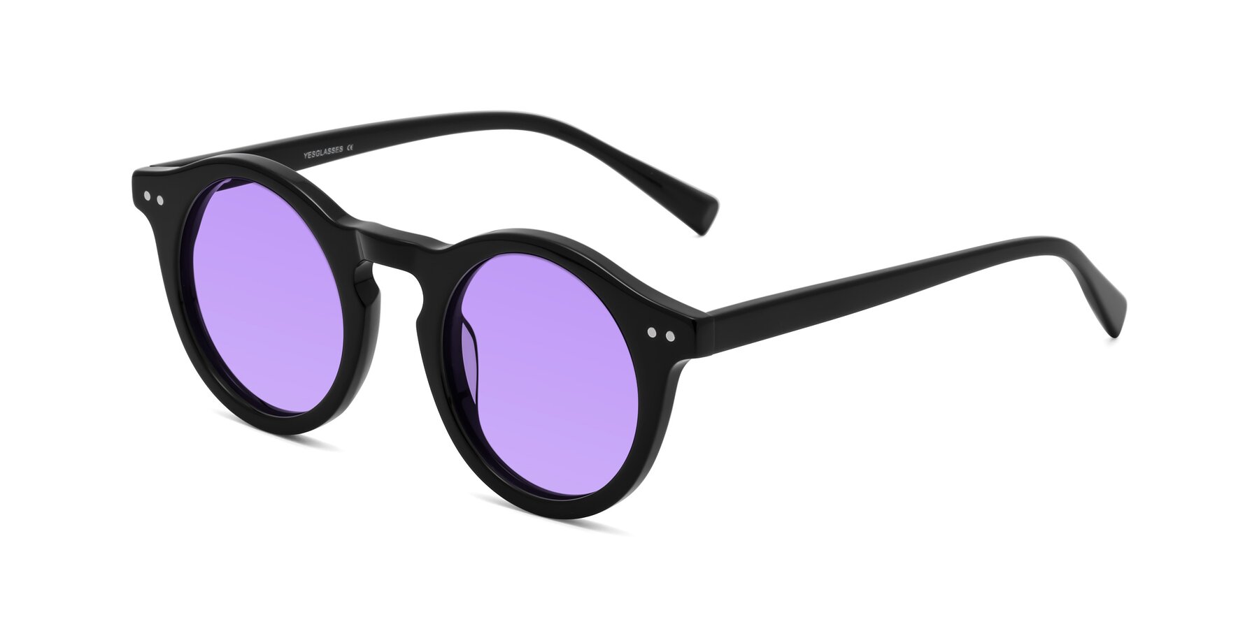 Angle of Baybe in Black with Medium Purple Tinted Lenses