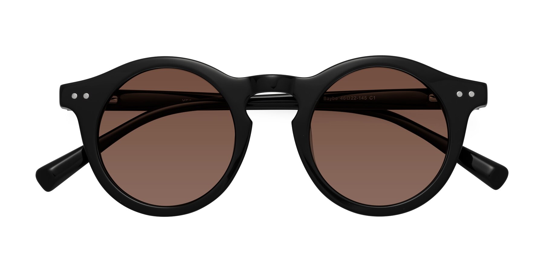 Folded Front of Baybe in Black with Brown Tinted Lenses