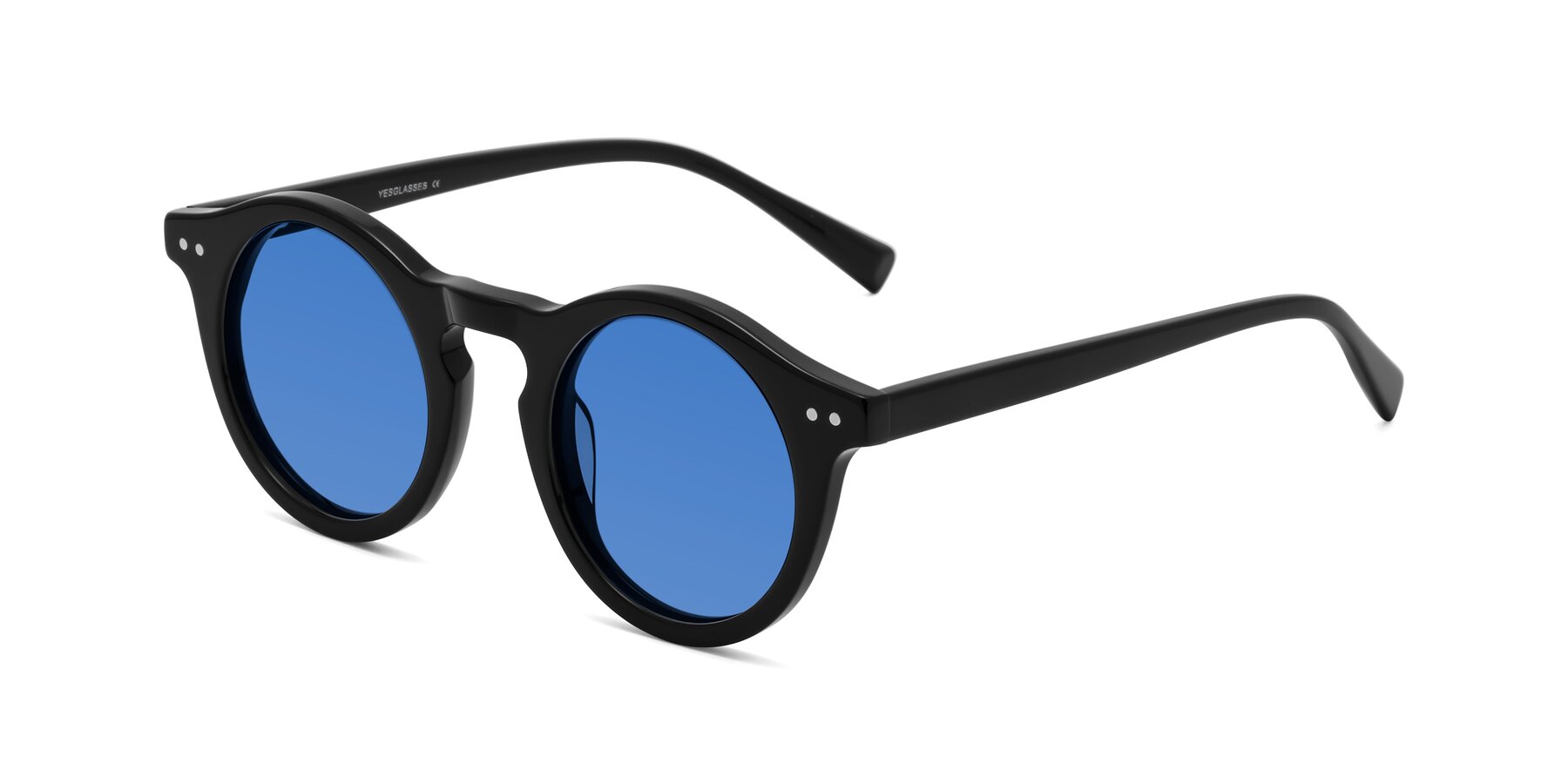 Angle of Baybe in Black with Blue Tinted Lenses