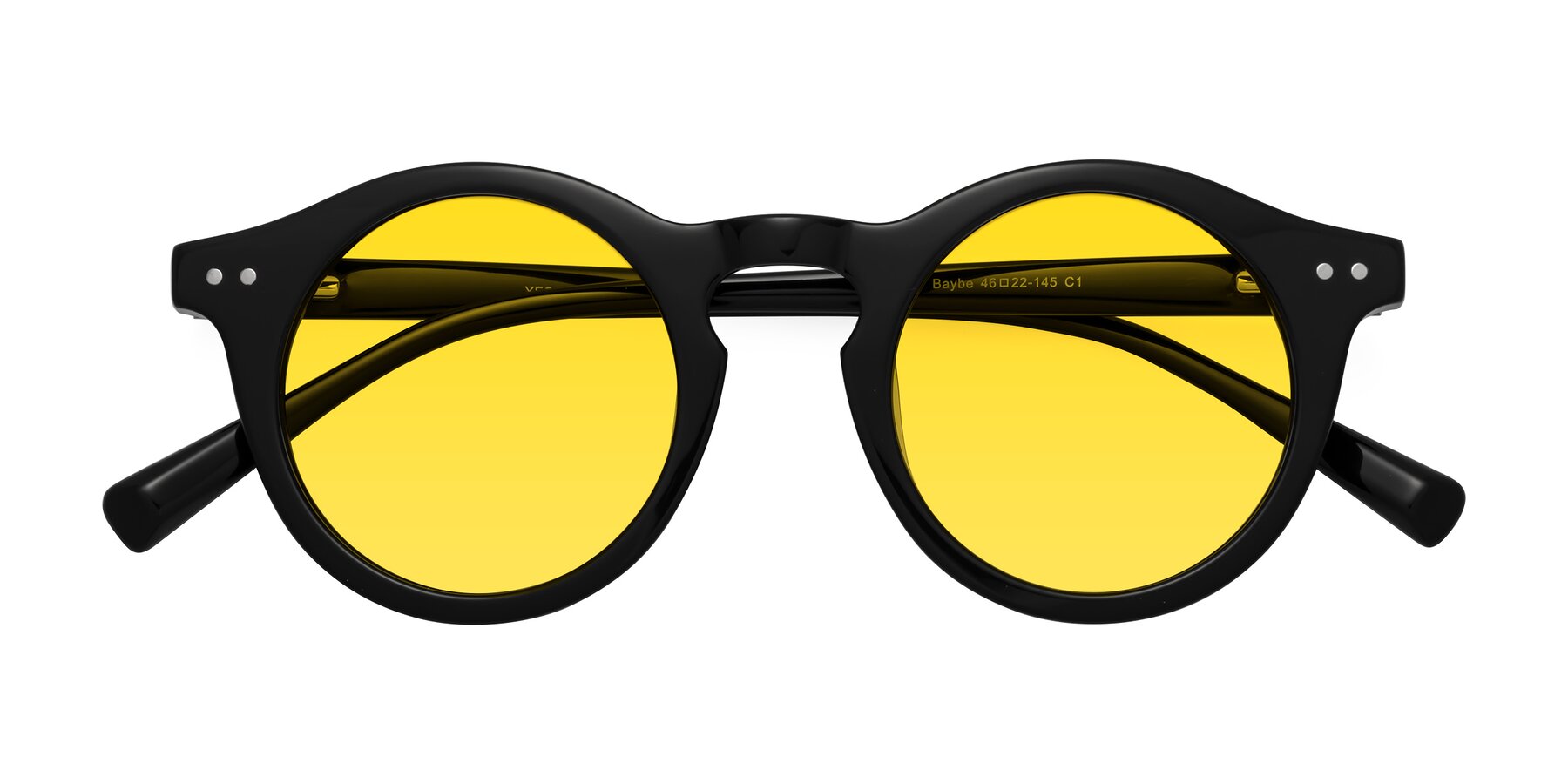 Folded Front of Baybe in Black with Yellow Tinted Lenses