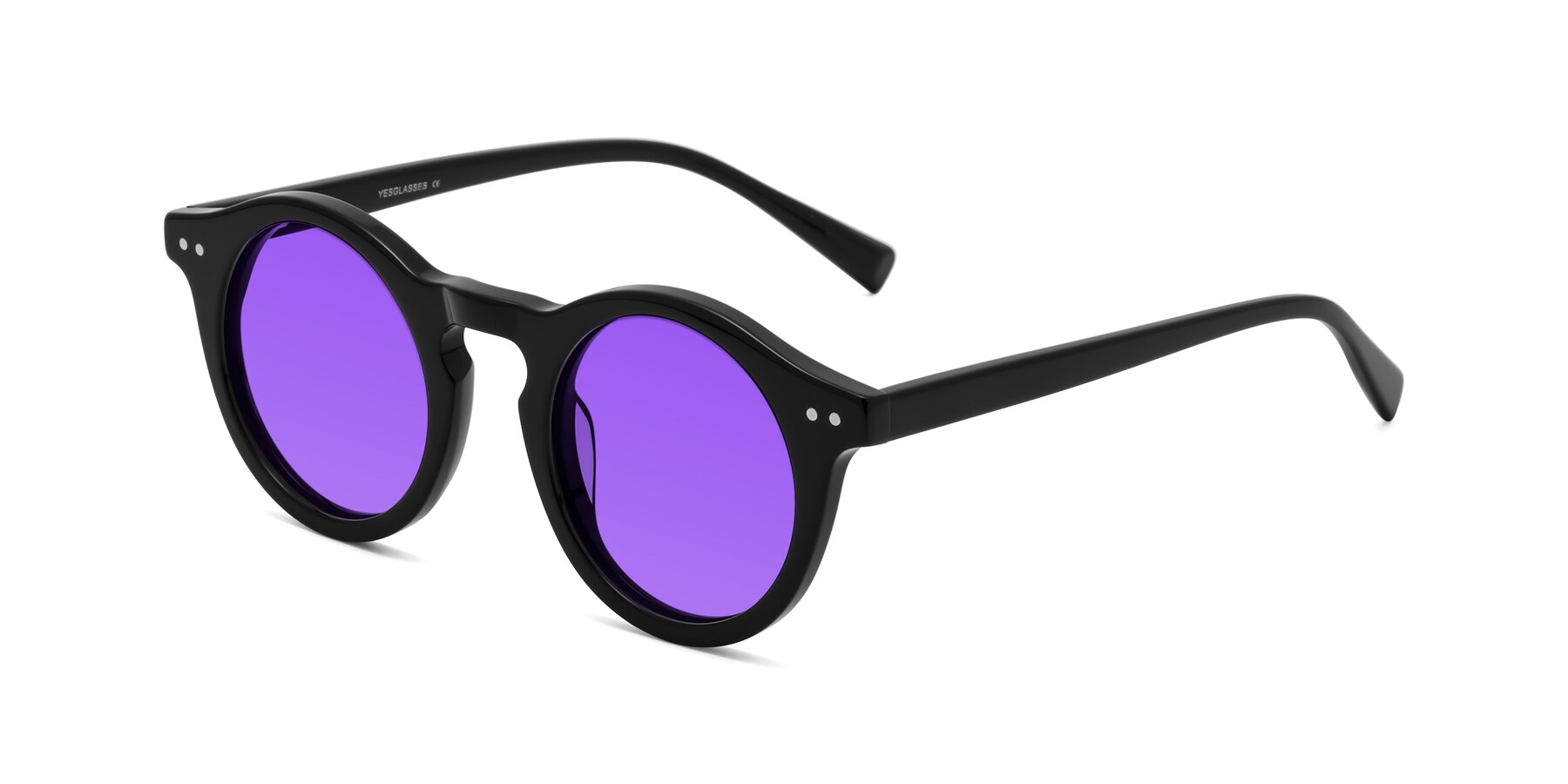 Angle of Baybe in Black with Purple Tinted Lenses