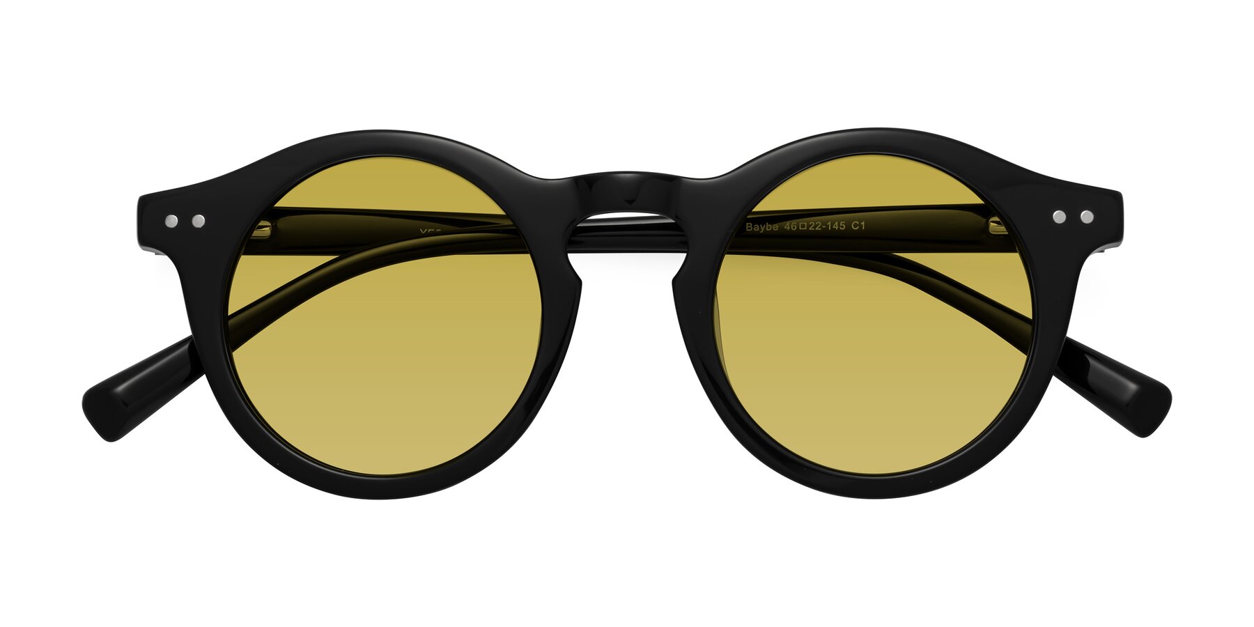 Folded Front of Baybe in Black with Champagne Tinted Lenses