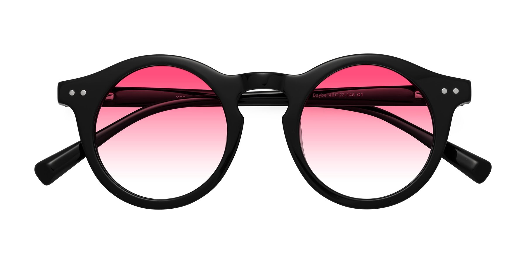 Folded Front of Baybe in Black with Pink Gradient Lenses