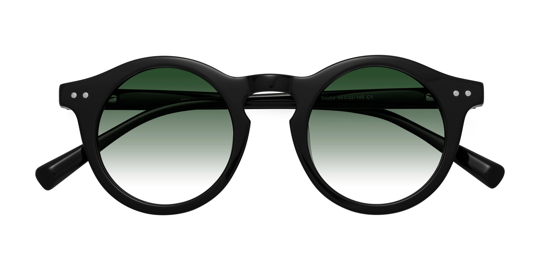 Folded Front of Baybe in Black with Green Gradient Lenses