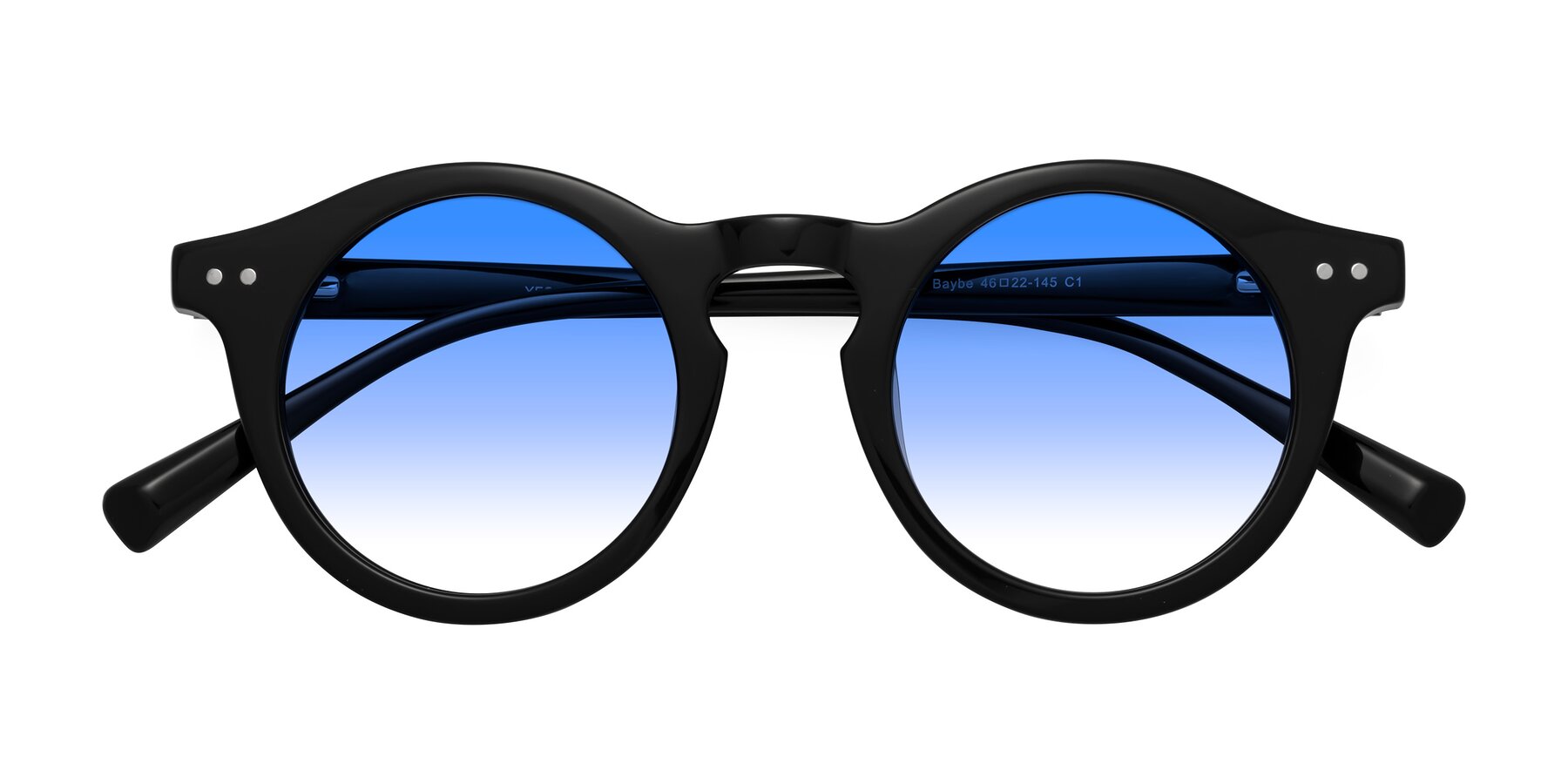 Folded Front of Baybe in Black with Blue Gradient Lenses