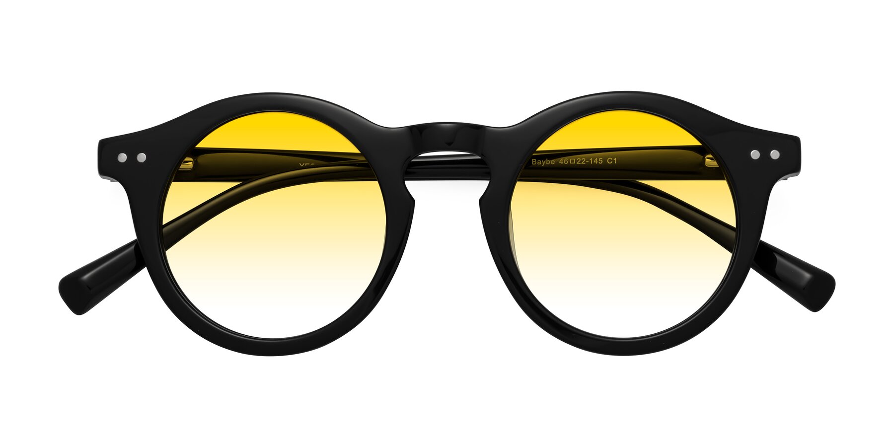 Folded Front of Baybe in Black with Yellow Gradient Lenses