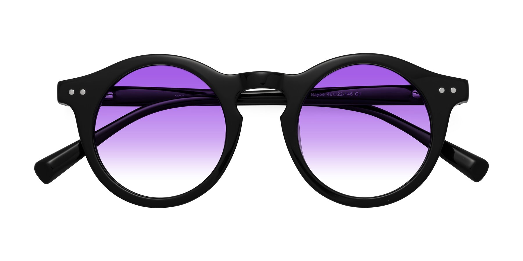 Folded Front of Baybe in Black with Purple Gradient Lenses