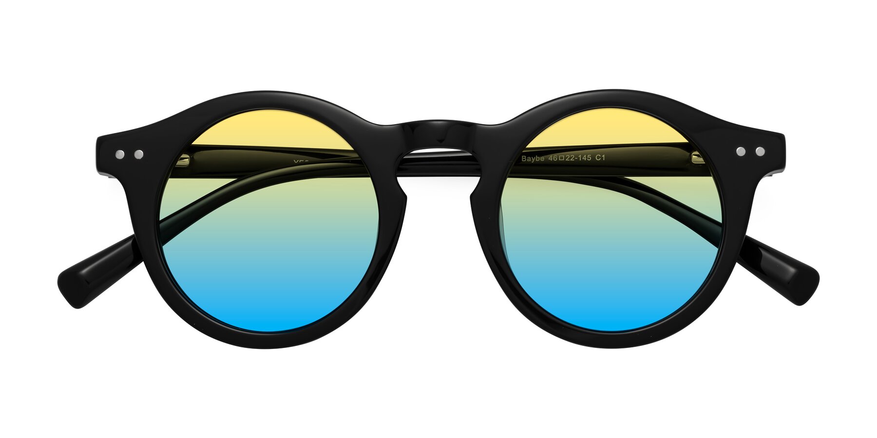 Folded Front of Baybe in Black with Yellow / Blue Gradient Lenses