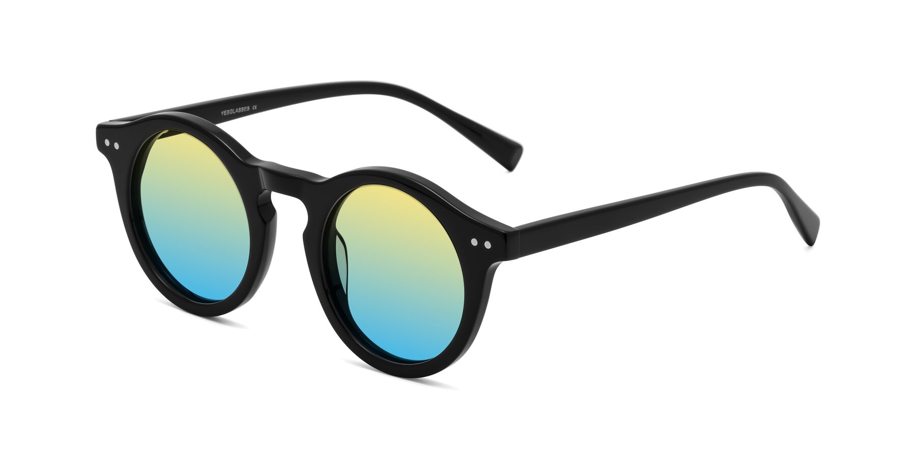 Angle of Baybe in Black with Yellow / Blue Gradient Lenses