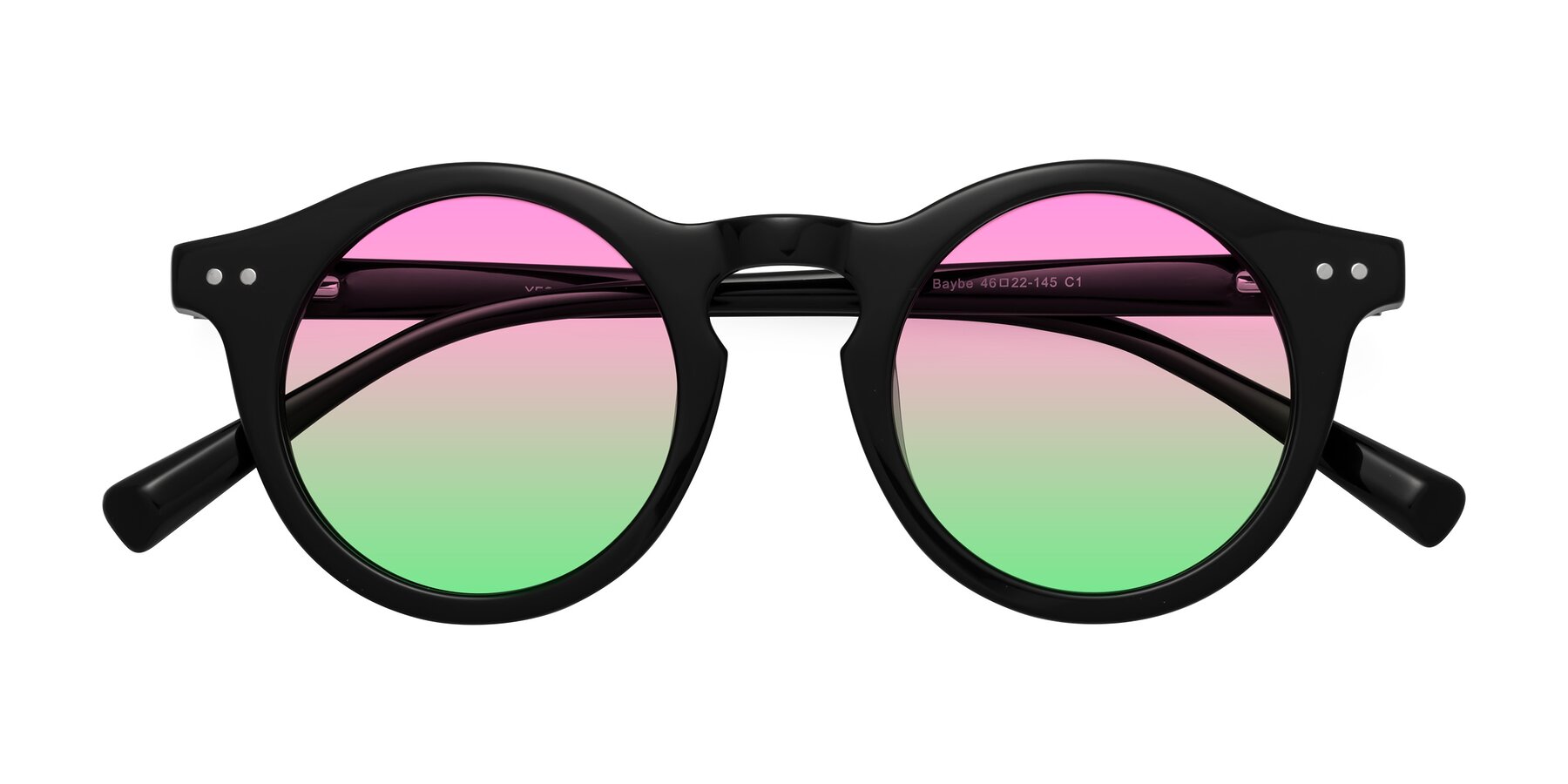 Folded Front of Baybe in Black with Pink / Green Gradient Lenses