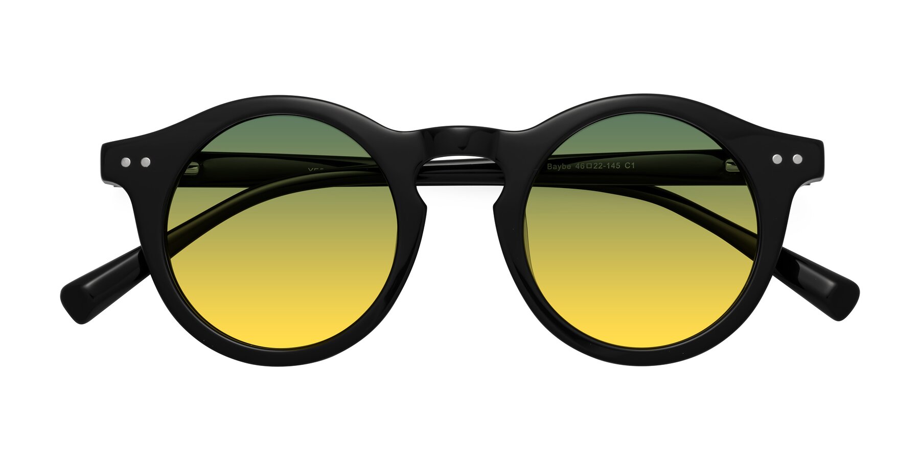 Folded Front of Baybe in Black with Green / Yellow Gradient Lenses