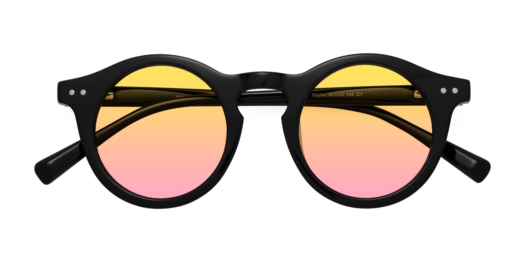 Folded Front of Baybe in Black with Yellow / Pink Gradient Lenses