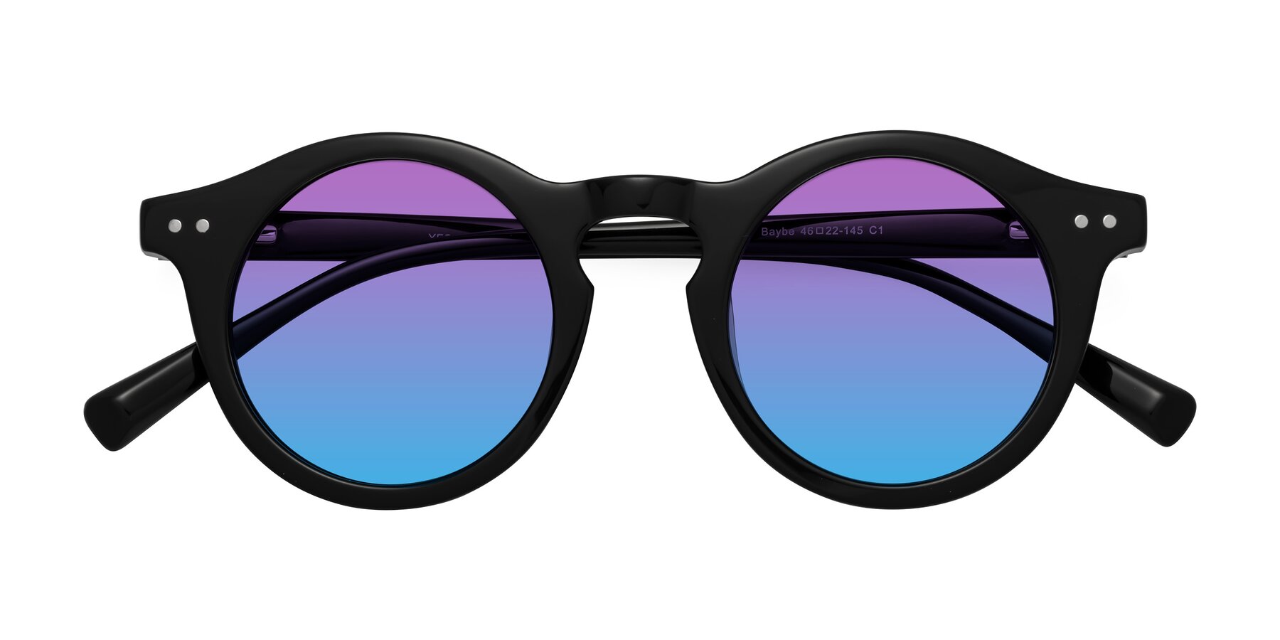 Folded Front of Baybe in Black with Purple / Blue Gradient Lenses