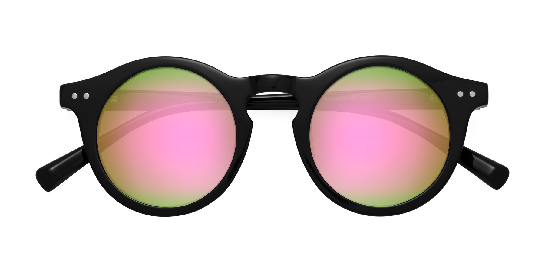 Folded Front of Baybe in Black with Pink Mirrored Lenses