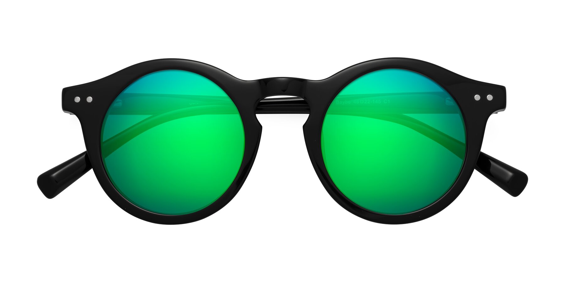 Folded Front of Baybe in Black with Green Mirrored Lenses