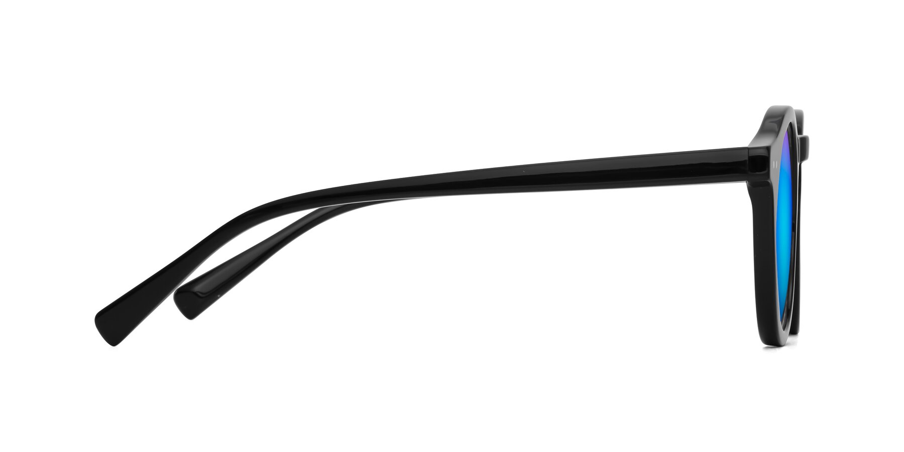 Side of Baybe in Black with Blue Mirrored Lenses