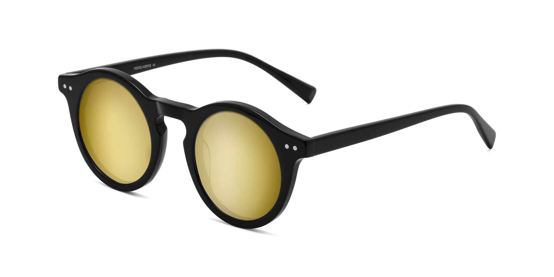 Angle of Baybe in Black with Gold Mirrored Lenses