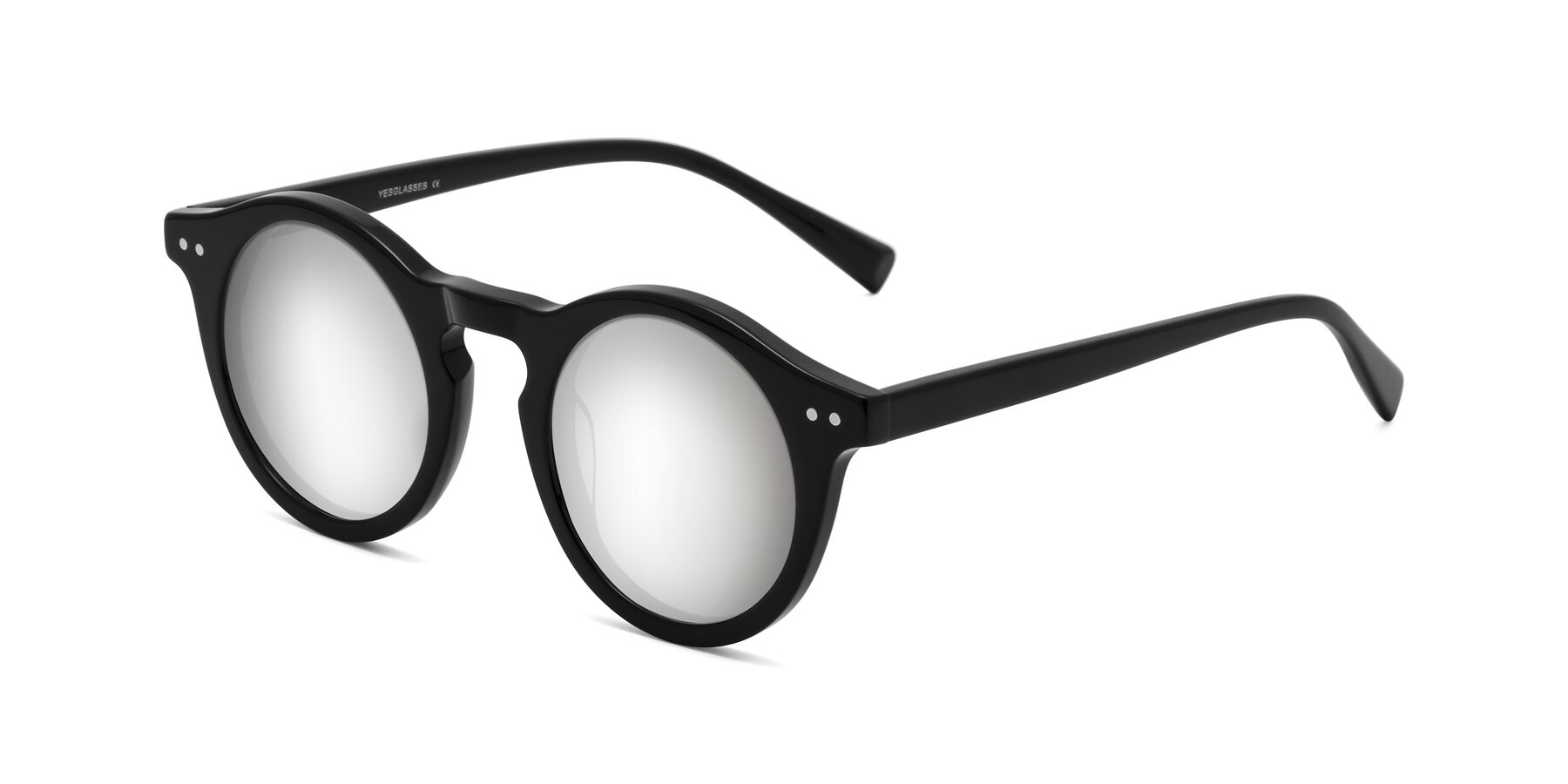 Angle of Baybe in Black with Silver Mirrored Lenses