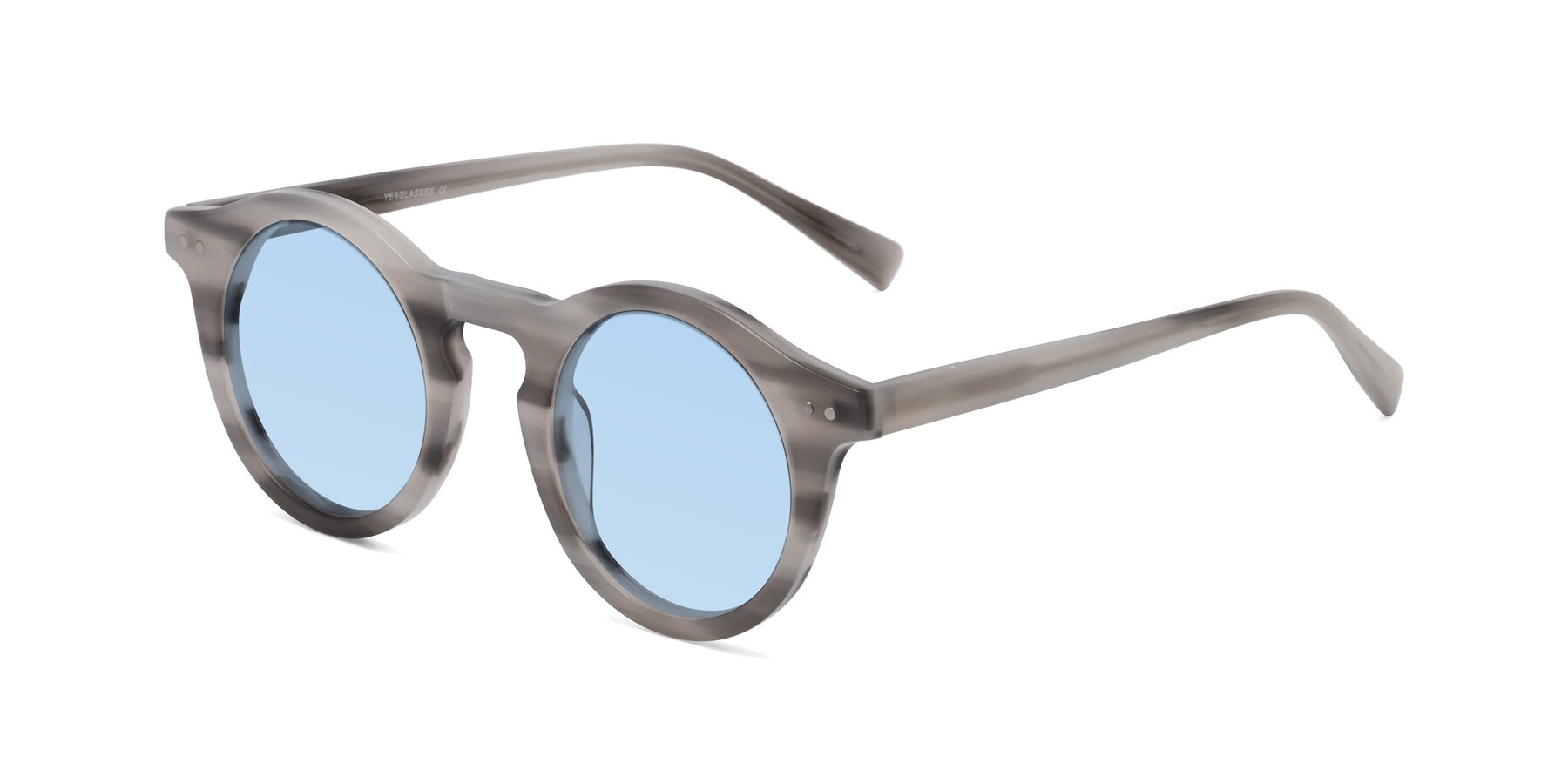 Angle of Baybe in Gray Striped with Light Blue Tinted Lenses