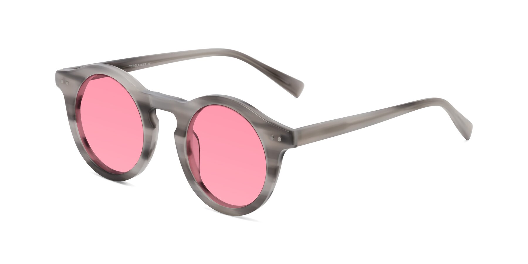 Angle of Baybe in Gray Striped with Pink Tinted Lenses