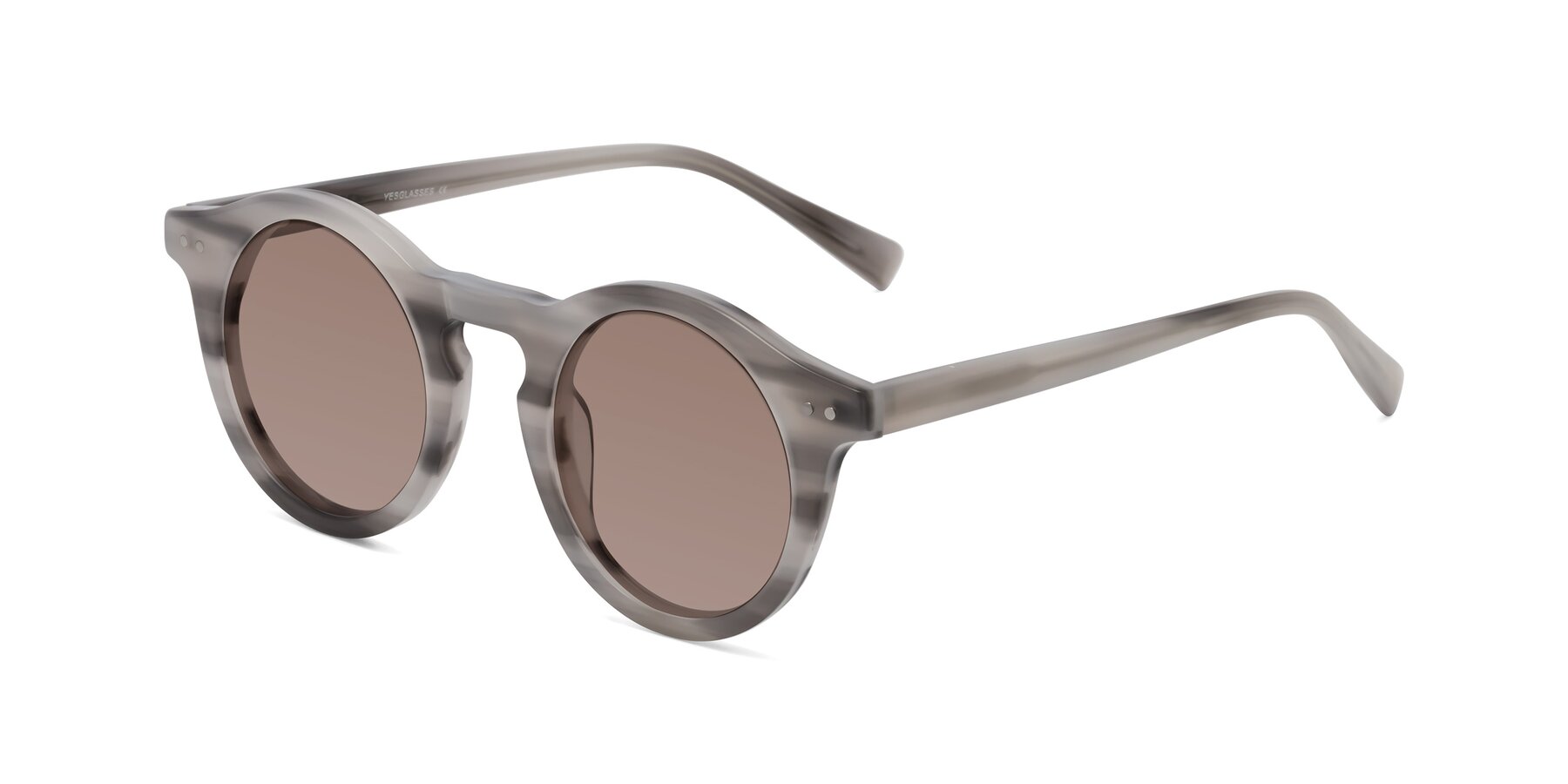 Angle of Baybe in Gray Striped with Medium Brown Tinted Lenses