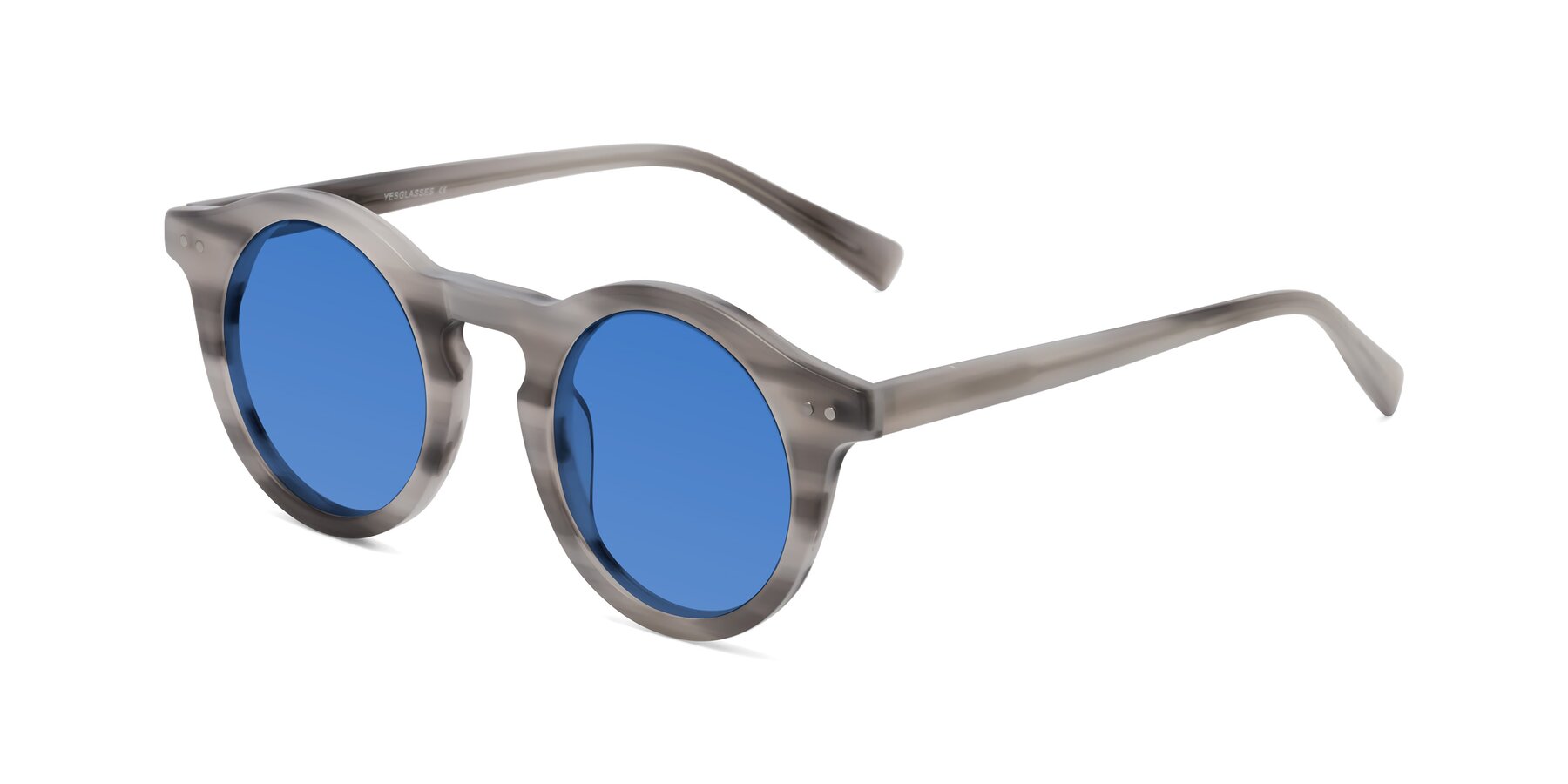 Angle of Baybe in Gray Striped with Blue Tinted Lenses