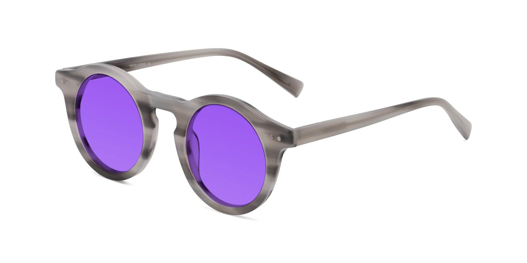 Angle of Baybe in Gray Striped with Purple Tinted Lenses