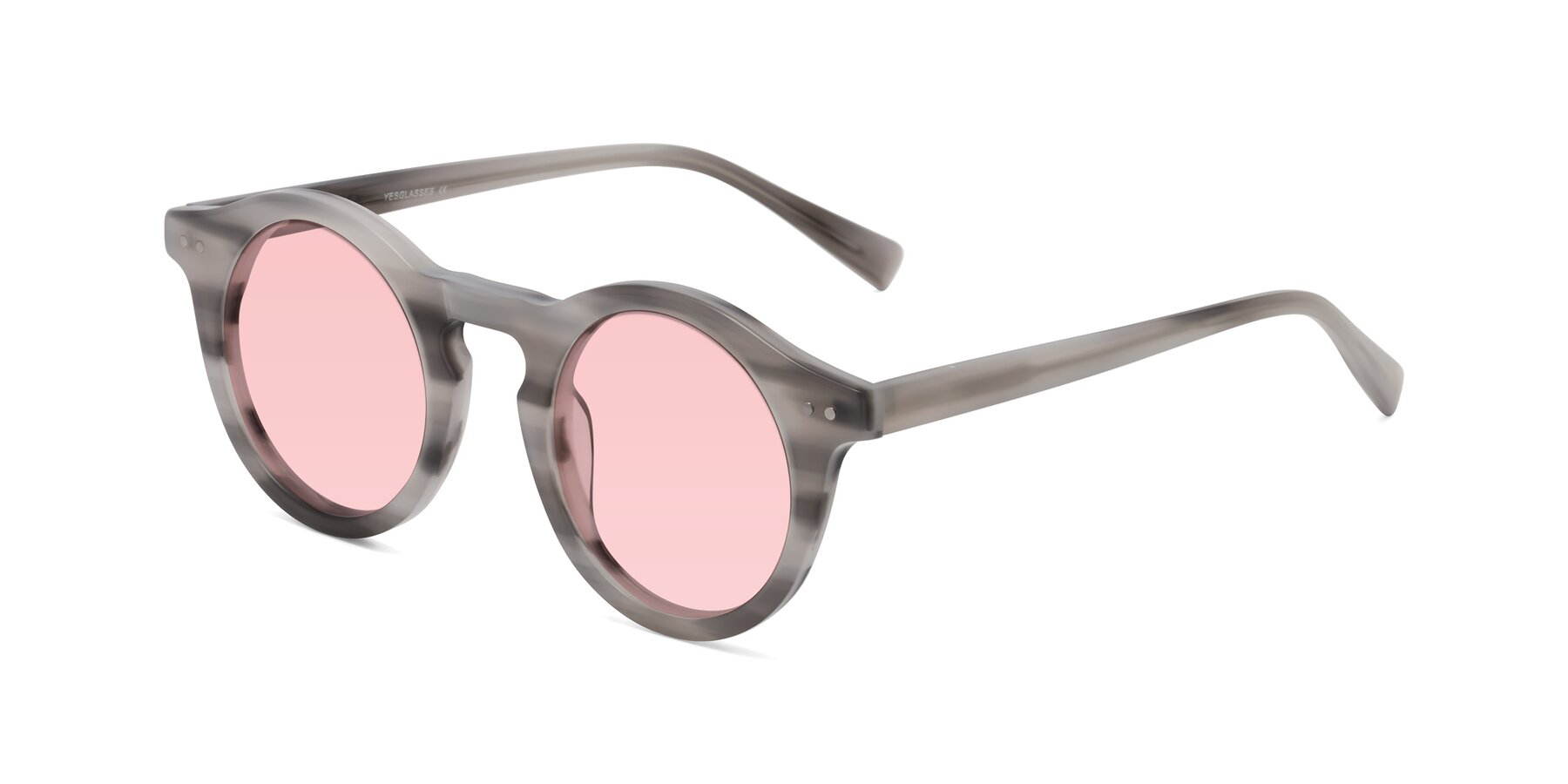 Angle of Baybe in Gray Striped with Light Garnet Tinted Lenses